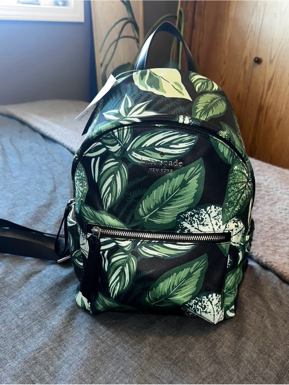 NWT Kate Spade Chelsea Medium Backpack Fern Foliage Green Floral KH414